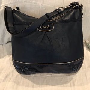 Coach Park Elevated Leather Duffle (Navy Blue)